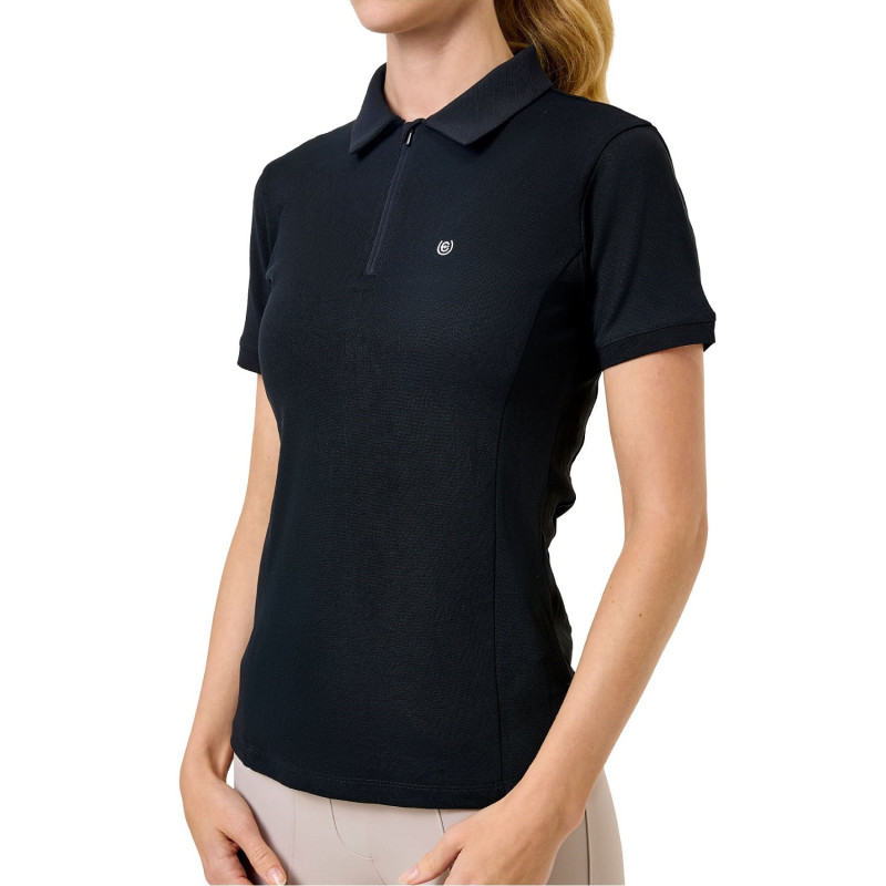 Футболка-поло жіноча з коротким рукавом Zip Black, Equestrian Stockholm
