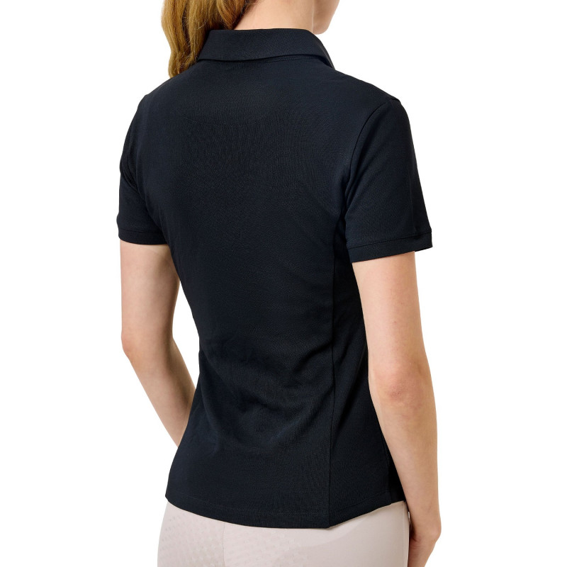 Футболка-поло жіноча з коротким рукавом Zip Black, Equestrian Stockholm