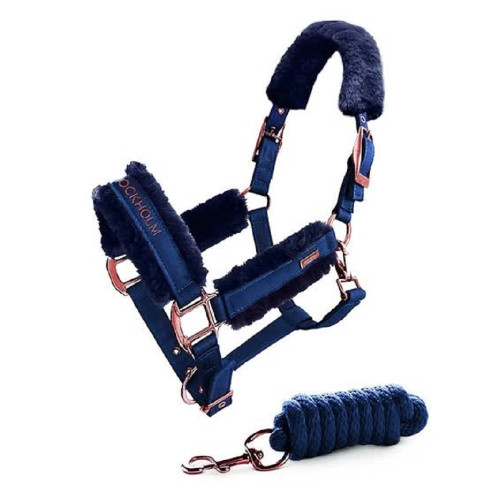 Недоуздок хутряний з чомбуром Monaco Blue, Equestrian Stockholm