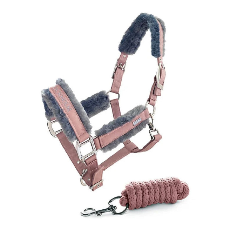 Недоуздок меховый с чомбуром Pink, Equestrian Stockholm