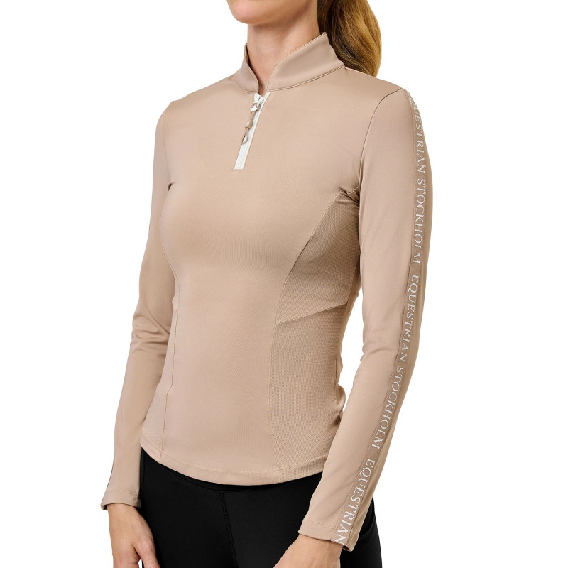 Футболка женская тренировочная с длинным рукавом Sand, Equestrian Stockholm